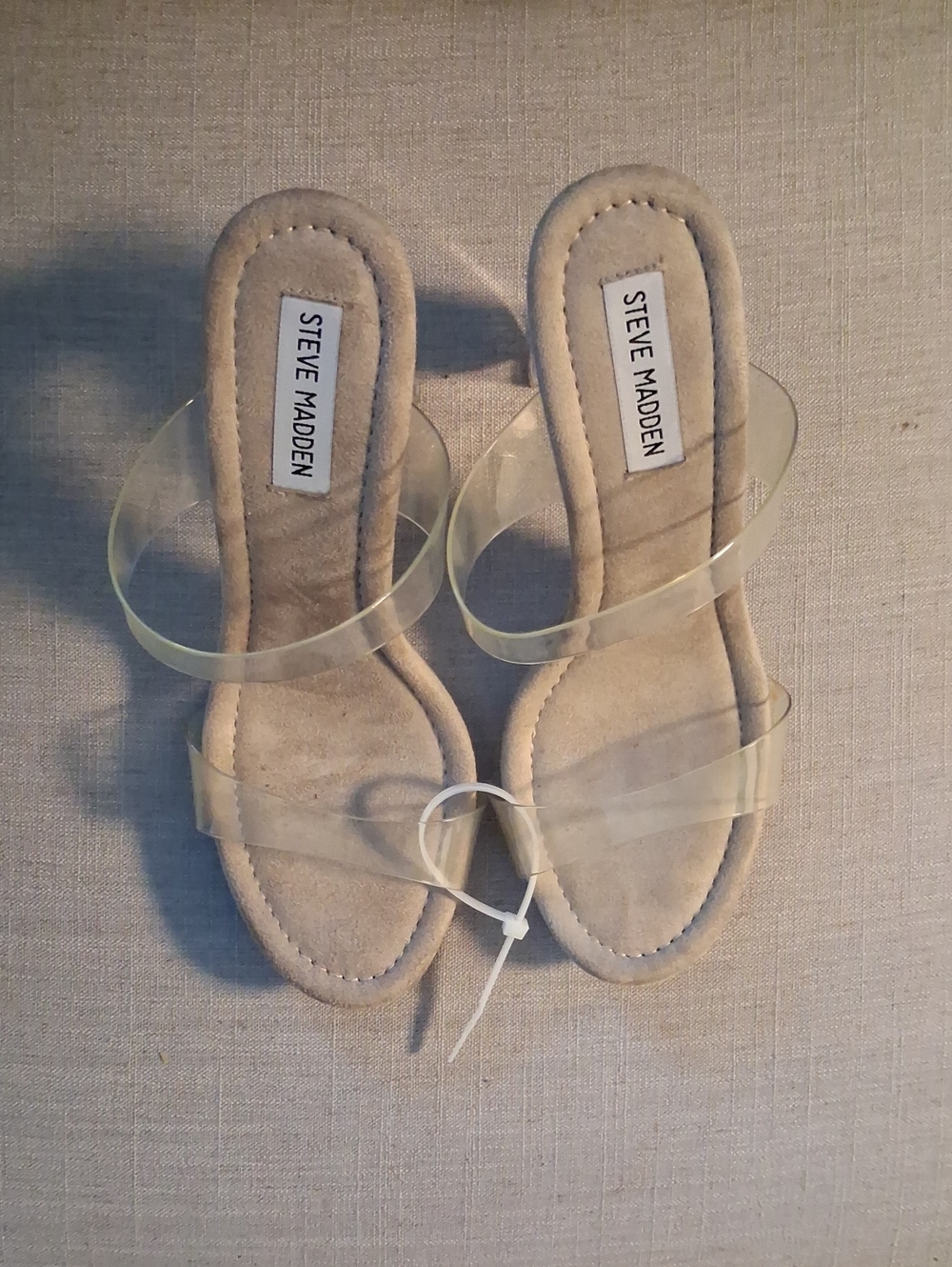 Steve Madden Clear-Strap Sandals in Beige